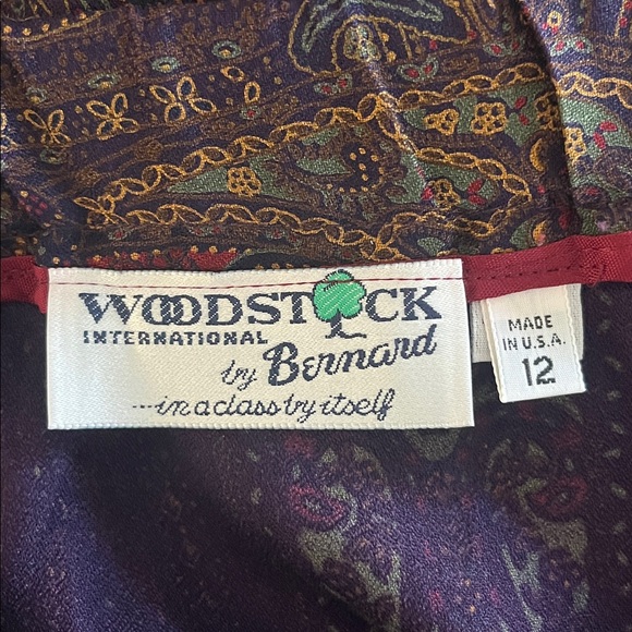 Vintage Paisley Midi Skirt Equestrian Fall Red Navy Green Gold Size 12 - Picture 14 of 16